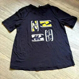 MARGITTES | Black t-shirt with  embroidered shoes